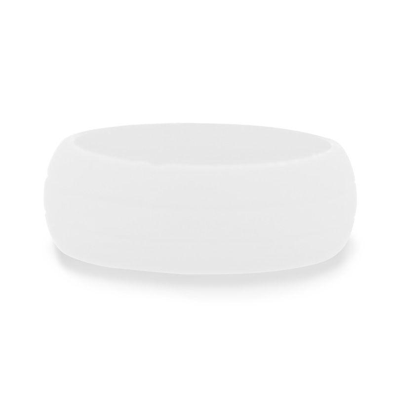 MOON Dual Groove Silicone Ring for Men and Women White Comfort Fit Hypoallergenic Remix - 8mm
