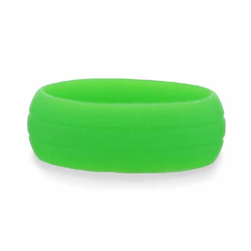 CLOVER Dual Groove Silicone Ring for Men and Women Green Comfort Fit Hypoallergenic Remix - 8mm