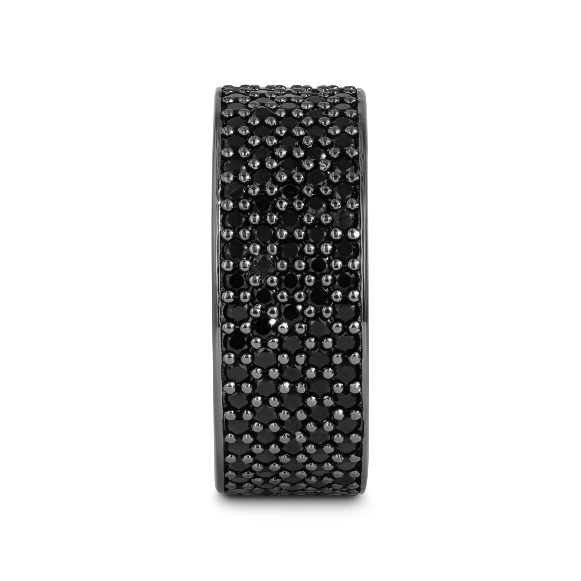 VENOM Sterling Silver Wedding Band with Pave Set Black Spinel and Black Rhodium Plating  - 10mm