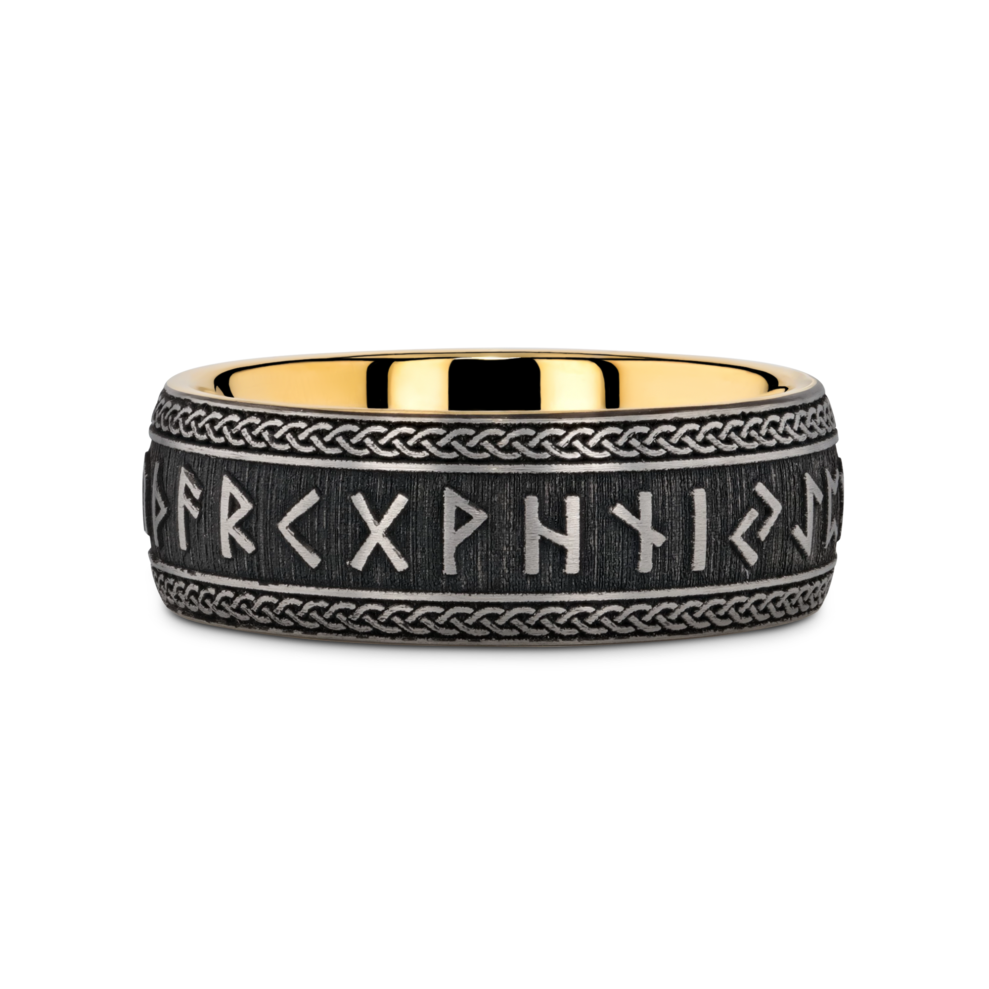 BALDUR Domed Tungsten Wedding Ring with Deep Engraved Runes - 8mm