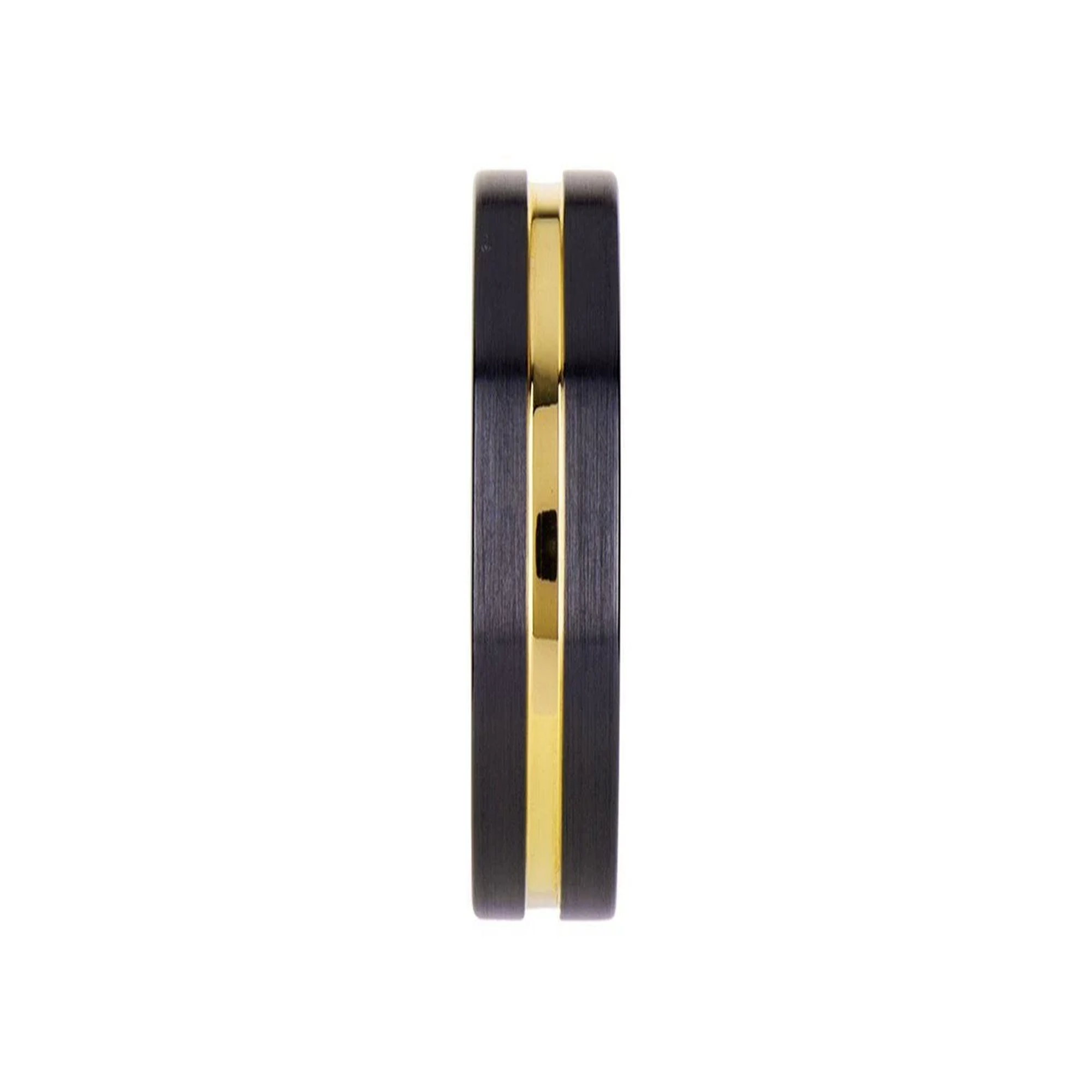 VIVALDI Black Ceramic Wedding Band With Yellow Gold Groove - 4mm - 8mm