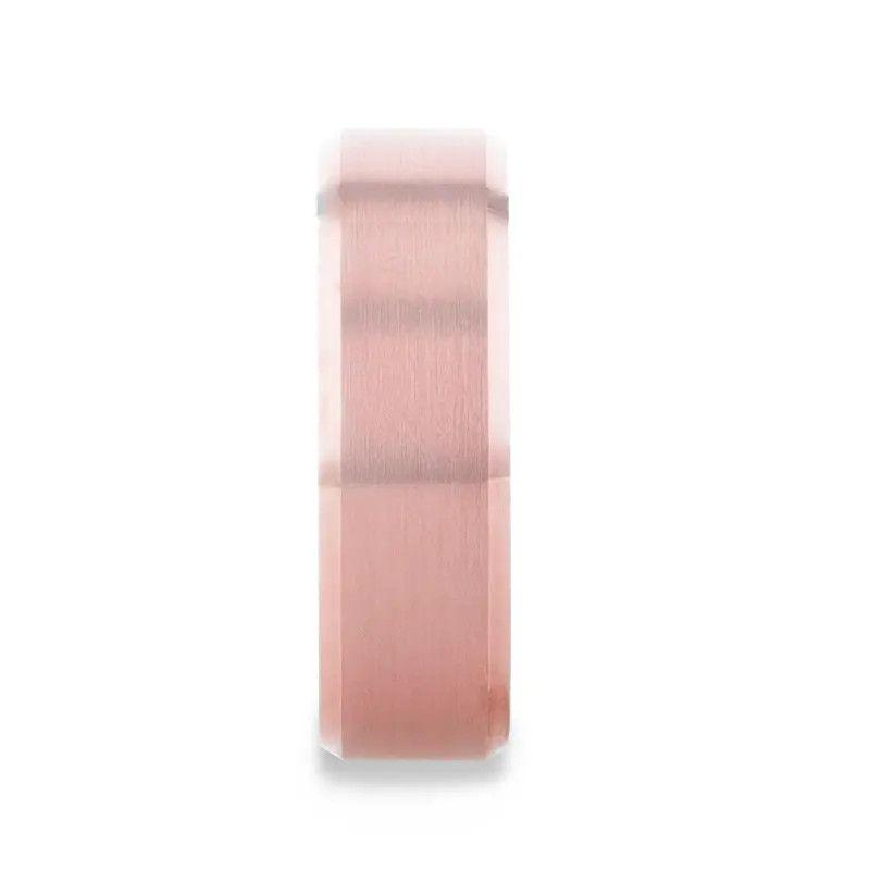 EROS Rose Gold Tungsten Wedding Band For Men with Beveled Edges Remix - 8mm