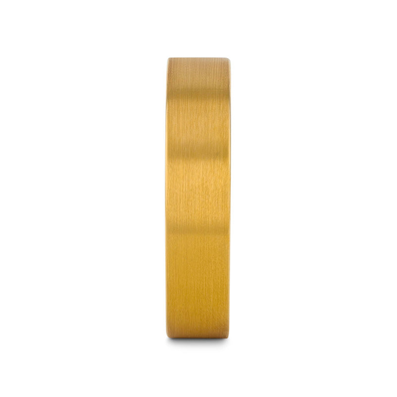 AUDEN Gold Plated Flat Brushed Finished Tungsten Wedding Ring - 6mm & 8mm
