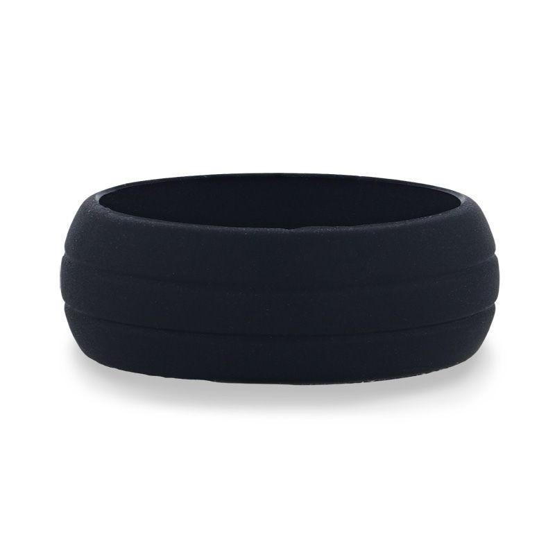 GROOVY Dual Groove Silicone Ring for Men and Women Black Comfort Fit Hypoallergenic Remix - 8mm