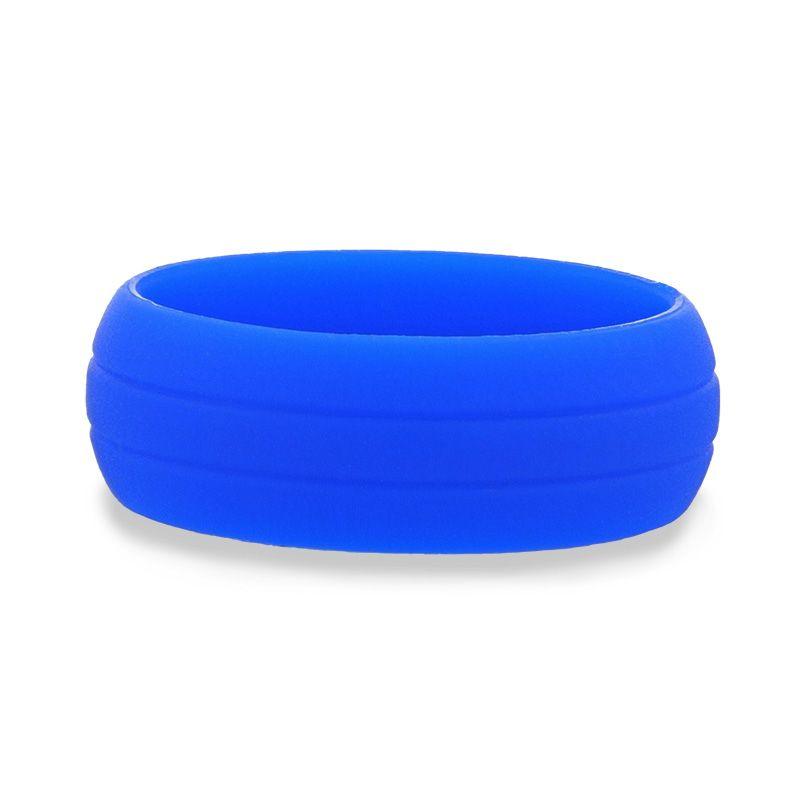 ZAZOO Dual Groove Silicone Ring for Men and Women Blue Comfort Fit Hypoallergenic Remix - 8mm