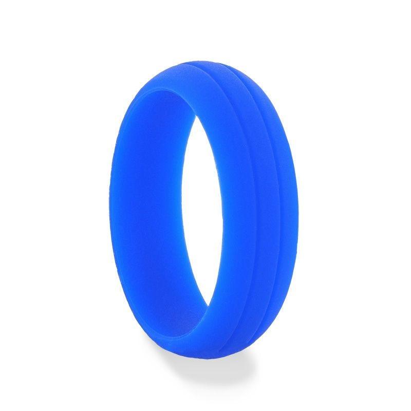 ZAZOO Dual Groove Silicone Ring for Men and Women Blue Comfort Fit Hypoallergenic Remix - 8mm