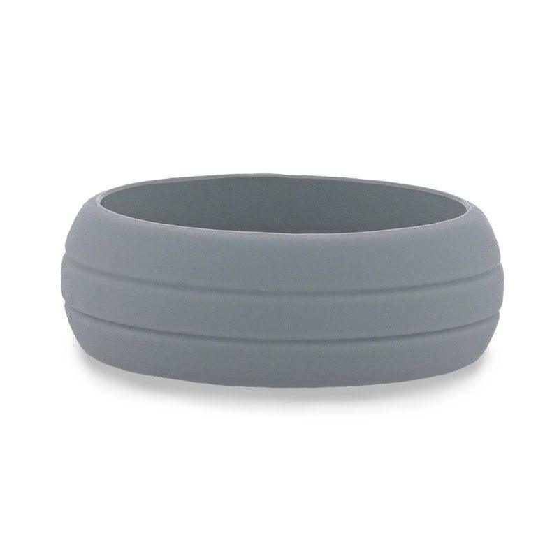 HAMMER Dual Groove Silicone Ring for Men and Women Grey Comfort Fit Hypoallergenic Remix - 8mm