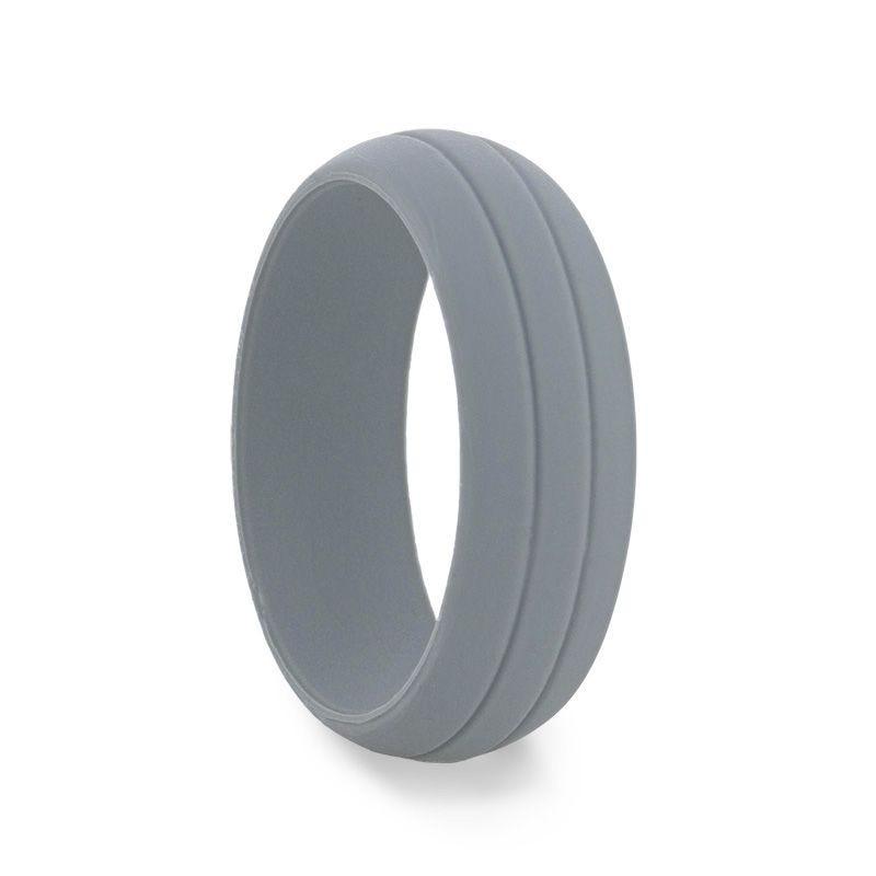 HAMMER Dual Groove Silicone Ring for Men and Women Grey Comfort Fit Hypoallergenic Remix - 8mm