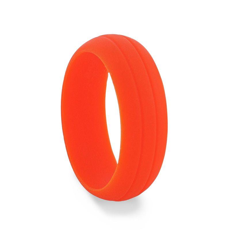 FIRE Dual Groove Silicone Ring for Men and Women Orange Comfort Fit Hypoallergenic Remix - 8mm