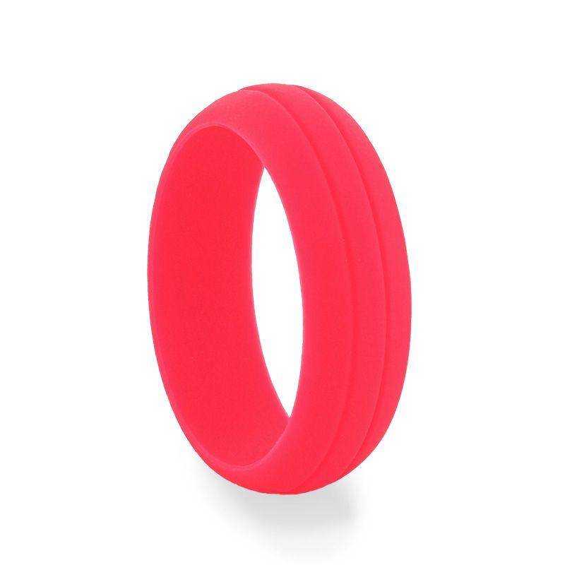ROSE Dual Groove Silicone Ring for Men and Women Pink Comfort Fit Hypoallergenic Remix - 8mm