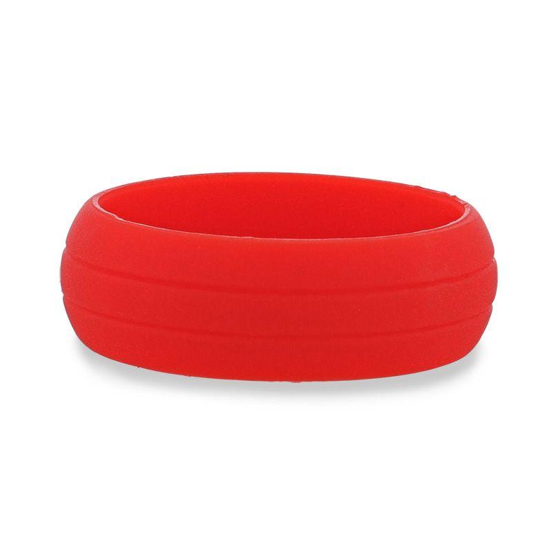 CHERRY Dual Groove Silicone Ring for Men and Women Red Comfort Fit Hypoallergenic Remix - 8mm