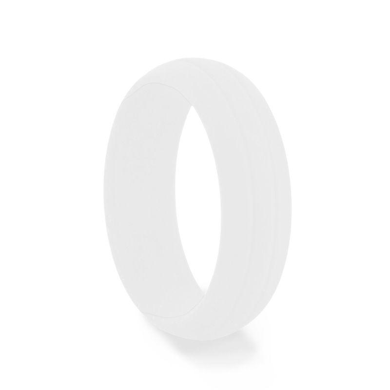 MOON Dual Groove Silicone Ring for Men and Women White Comfort Fit Hypoallergenic Remix - 8mm