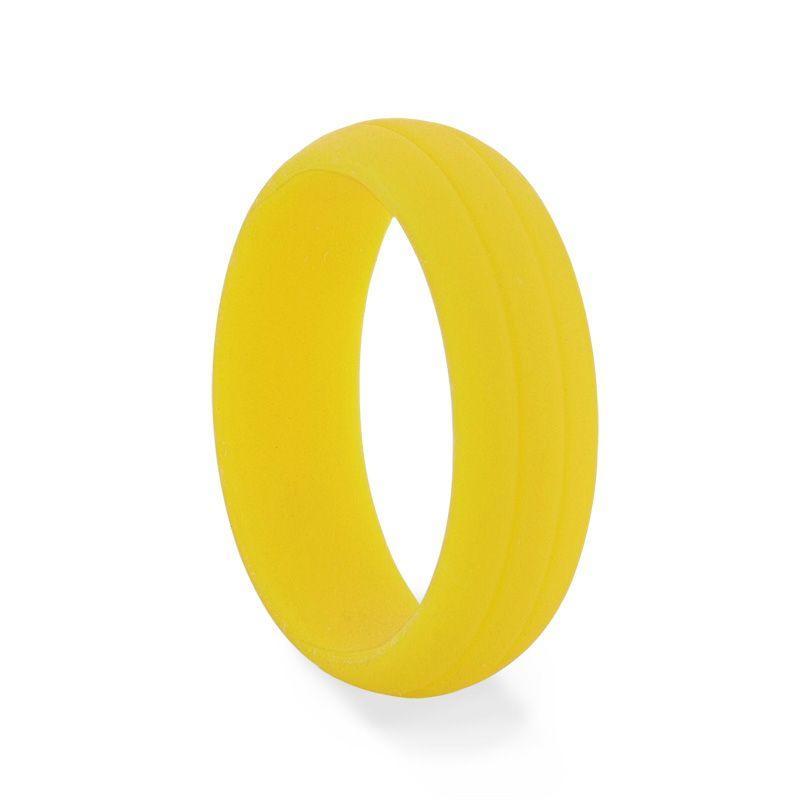 DOROTHY Dual Groove Silicone Ring for Men and Women Yellow Comfort Fit Hypoallergenic Remix - 8mm