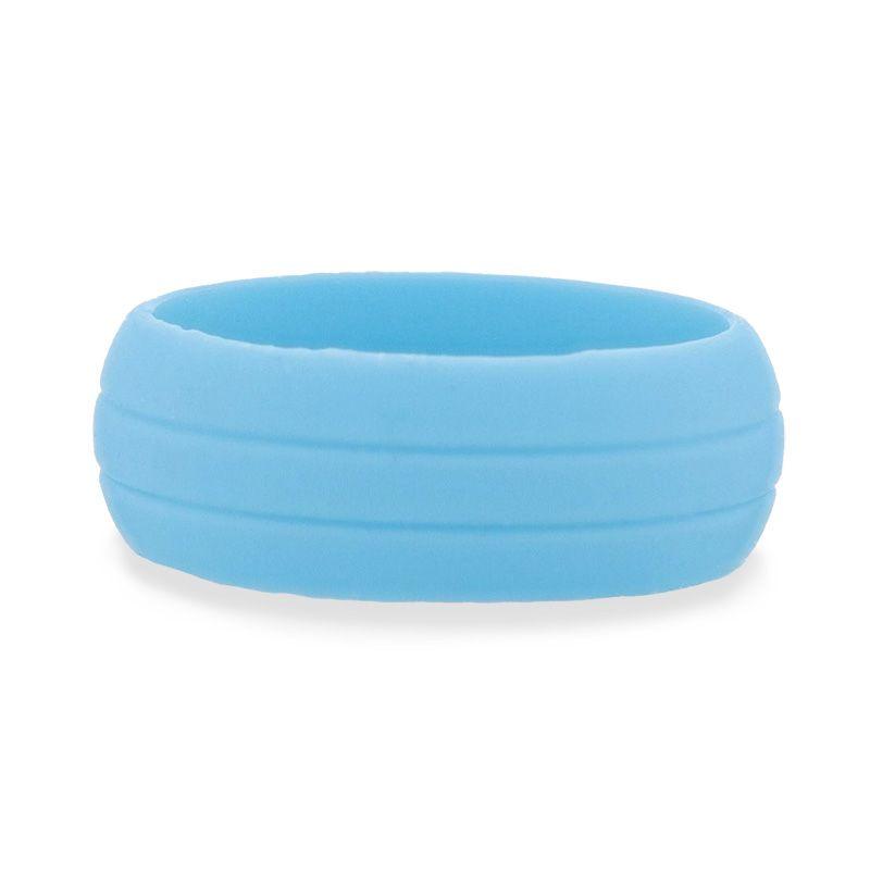 FIJI Dual Groove Silicone Ring for Men and Women Light blue Comfort Fit Hypoallergenic Remix - 8mm