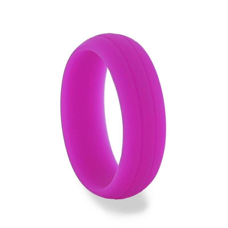 AMARIS Dual Groove Silicone Ring for Men and Women Purple Comfort Fit Hypoallergenic Remix - 8mm